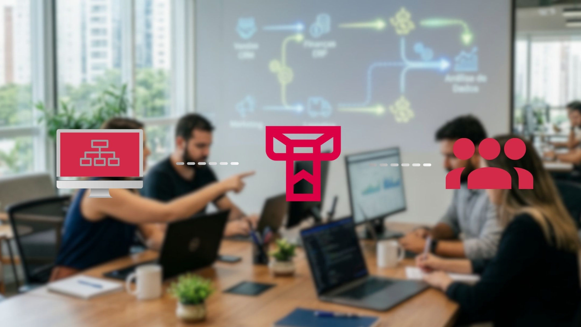 Equipe planejando integrações e automações